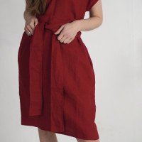 Robe ample en lin à col V et liens PARAGUAY