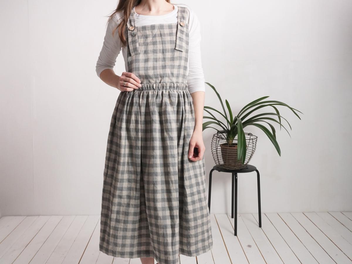 Robe salopette longue en lin à dos croisé PLATTE