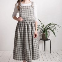 Robe salopette longue en lin à dos croisé PLATTE