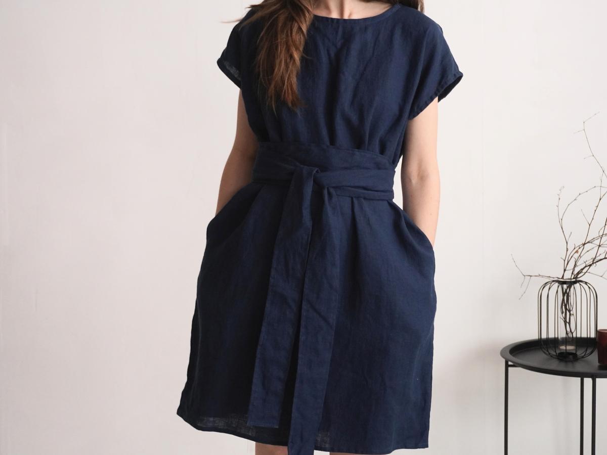 Robe ample en lin à ceinture large PILCOMAYO