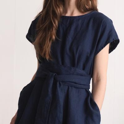 Robe ample en lin à ceinture large PILCOMAYO