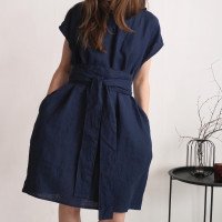 Robe ample en lin à ceinture large PILCOMAYO