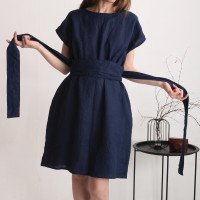 Robe ample en lin à ceinture large PILCOMAYO