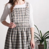 Robe salopette longue en lin à dos croisé PLATTE