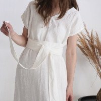 Robe de mariée longue ample en lin à col V UBANGI