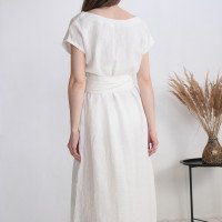 Robe de mariée longue ample en lin à col V UBANGI