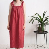 Robe longue ample en lin à bretelles GAMBIA