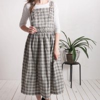 Robe salopette longue en lin à dos croisé PLATTE