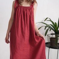 Robe longue ample en lin à bretelles GAMBIA