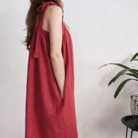 Robe longue ample en lin à bretelles GAMBIA