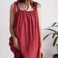 Robe longue ample en lin à bretelles GAMBIA
