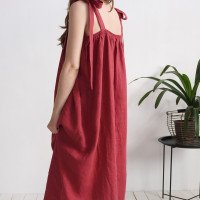 Robe longue ample en lin à bretelles GAMBIA