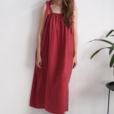 Robe longue ample en lin à bretelles GAMBIA