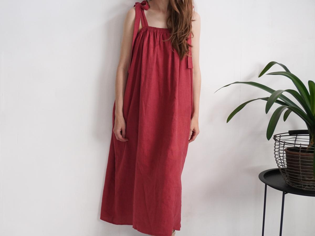Robe longue ample en lin à bretelles GAMBIA