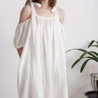 Robe de mariée en lin à épaules dénudées WHITE