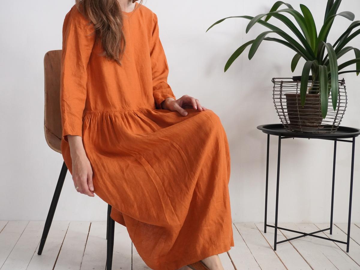 Robe longue en lin à manches longues MACKENZIE