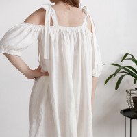 Robe de mariée en lin à épaules dénudées WHITE