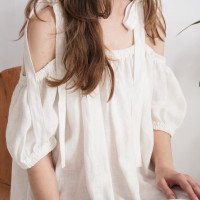 Robe de mariée en lin à épaules dénudées WHITE