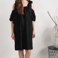 Robe en lin à épaules dénudées WHITE