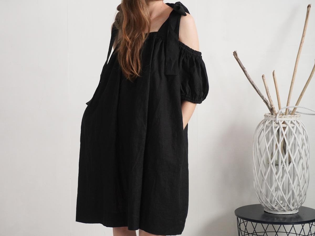 Robe en lin à épaules dénudées WHITE