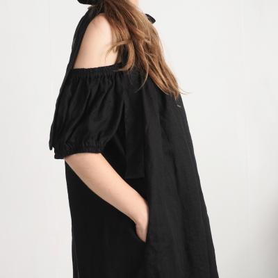 Robe en lin à épaules dénudées WHITE