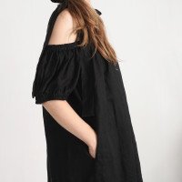 Robe en lin à épaules dénudées WHITE