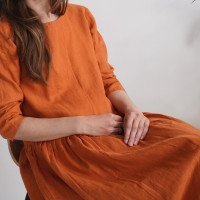 Robe longue en lin à manches longues MACKENZIE
