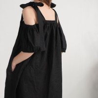 Robe en lin à épaules dénudées WHITE