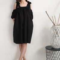 Robe en lin à épaules dénudées WHITE