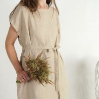 Robe de demoiselle d’honneur ample en lin à ceinture DANUBE
