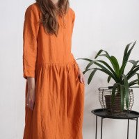 Robe longue en lin à manches longues MACKENZIE