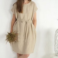 Robe de demoiselle d’honneur ample en lin à ceinture DANUBE