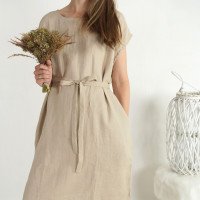 Robe de demoiselle d’honneur ample en lin à ceinture DANUBE