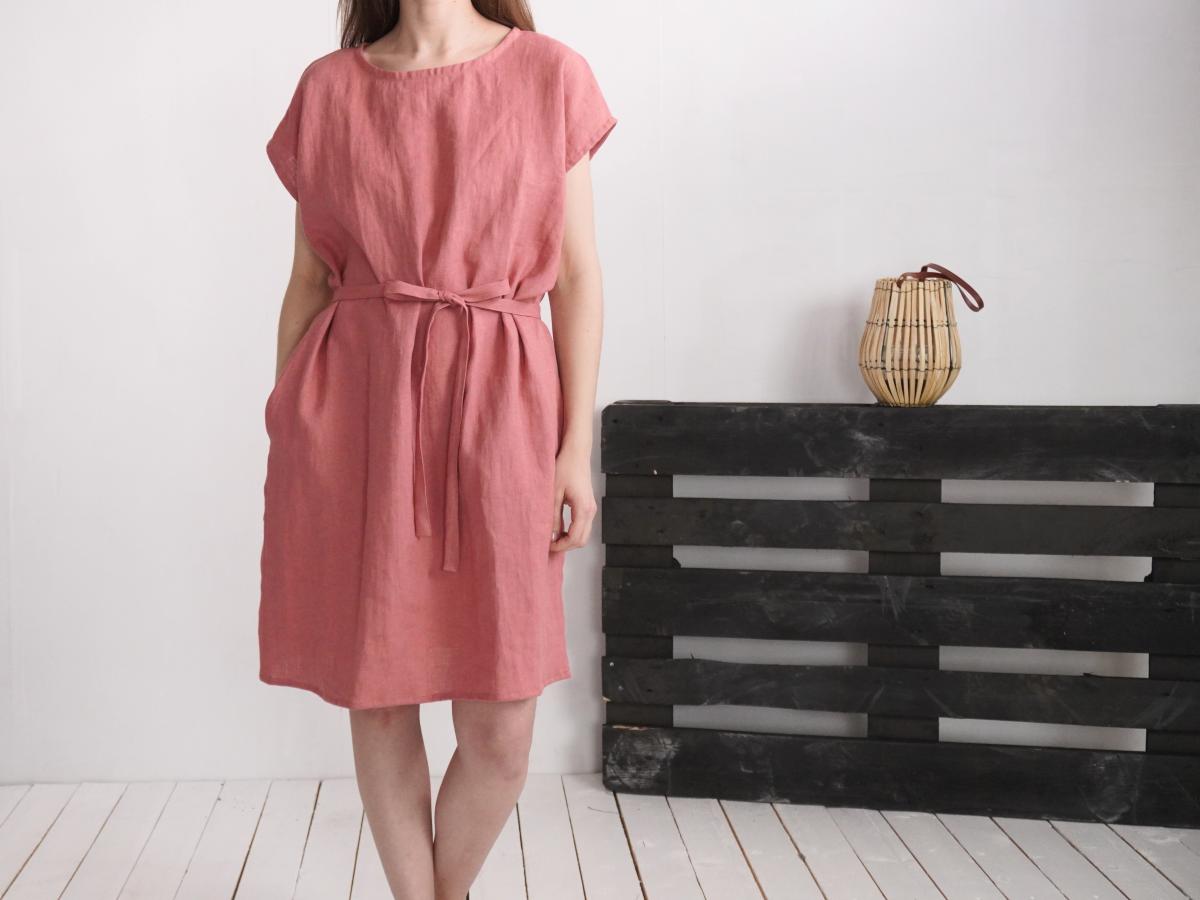 Robe ample en lin à ceinture DANUBE