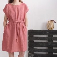 Robe ample en lin à ceinture DANUBE