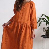 Robe longue en lin à manches longues MACKENZIE