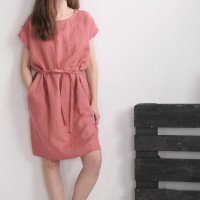 Robe ample en lin à ceinture DANUBE