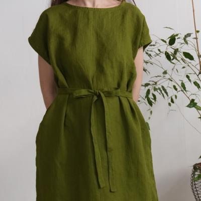 Robe ample en lin à ceinture DANUBE