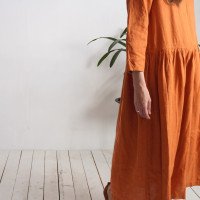 Robe longue en lin à manches longues MACKENZIE