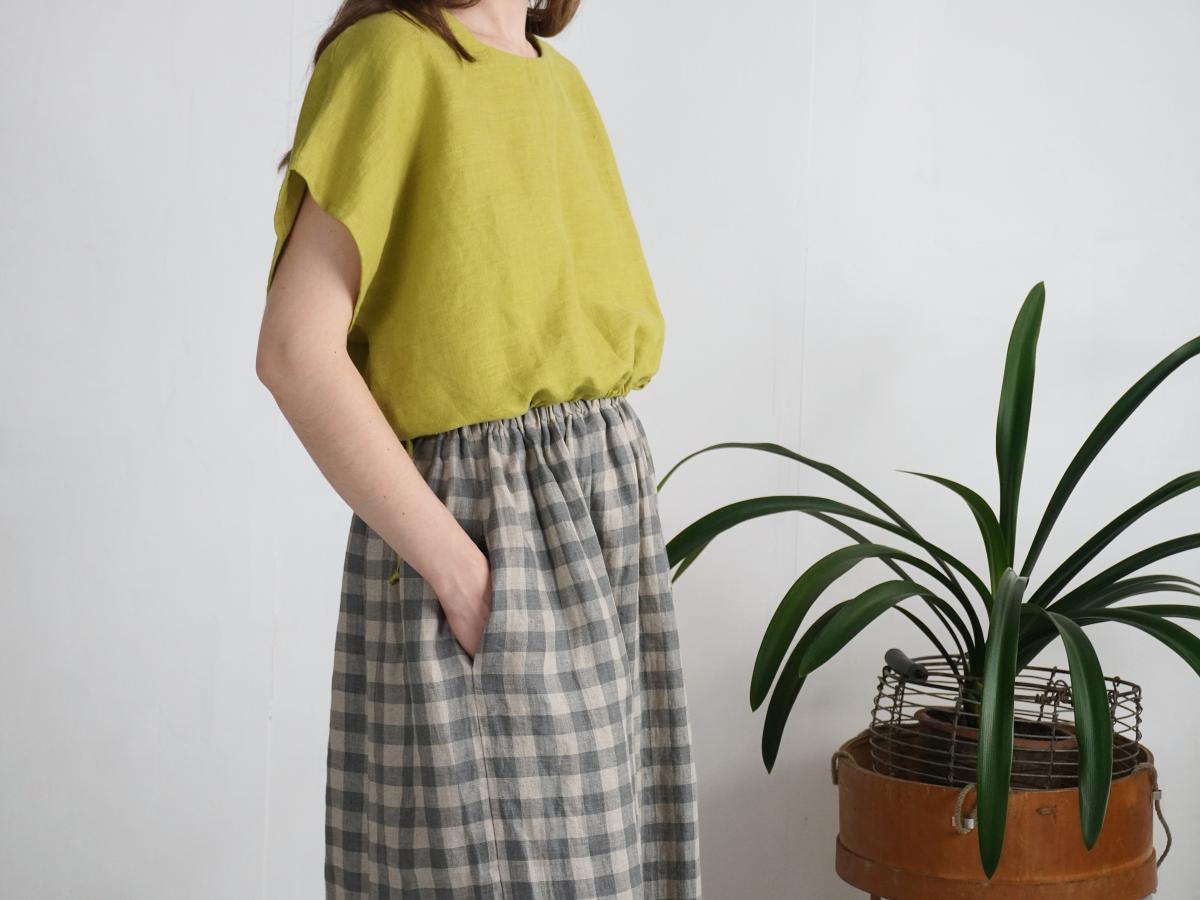 Blouse courte ample en lin à liens YANGTZE