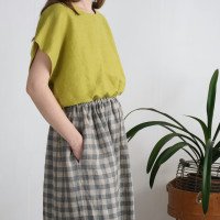 Blouse courte ample en lin à liens YANGTZE