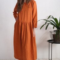 Robe longue en lin à manches longues MACKENZIE