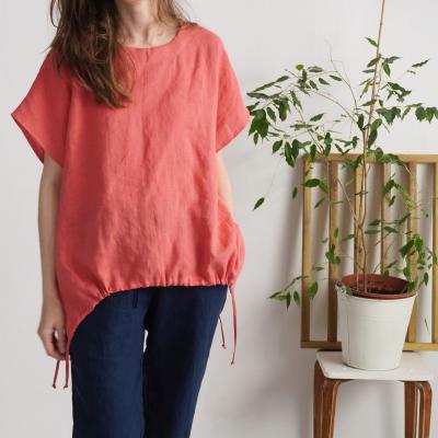 Blouse ample en lin à liens SONGHUA
