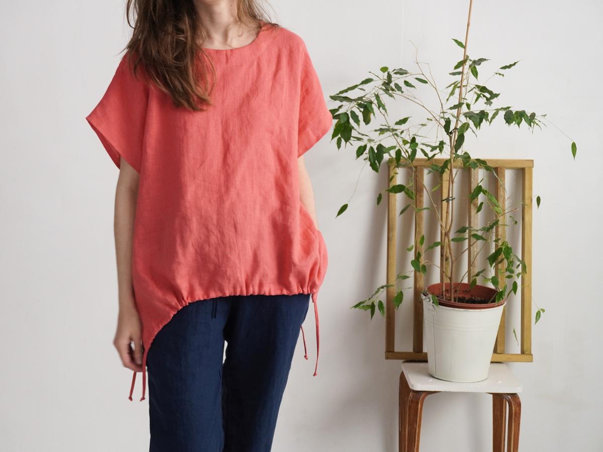 Blouse ample en lin à liens SONGHUA