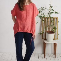 Blouse ample en lin à liens SONGHUA