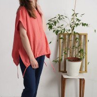 Blouse ample en lin à liens SONGHUA