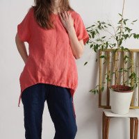 Blouse ample en lin à liens SONGHUA