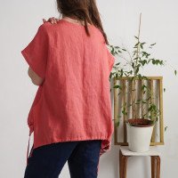Blouse ample en lin à liens SONGHUA