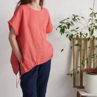Blouse ample en lin à liens SONGHUA