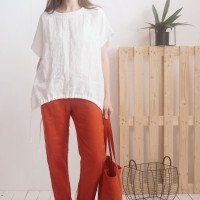 Blouse ample en lin à liens SONGHUA